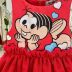 Vestido Infantil Rodado Vermelho Sobreposição de Tule Estrelinhas Mônica Mon Sucré