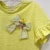 Vestido Infantil Trapézio Texturizado Amarelo Com Barrado Listrado Luluzinha