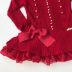 Vestido Infantil Tricot Luxo Vermelho Bordados e Renda Yoyo