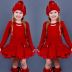 Vestido Infantil Vermelho Tricot com Saia Babados de Renda e Tule Yoyo