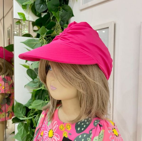 Viseira Turbante Infantil de Praia Rosa Com Proteção UV  Viva Flor
